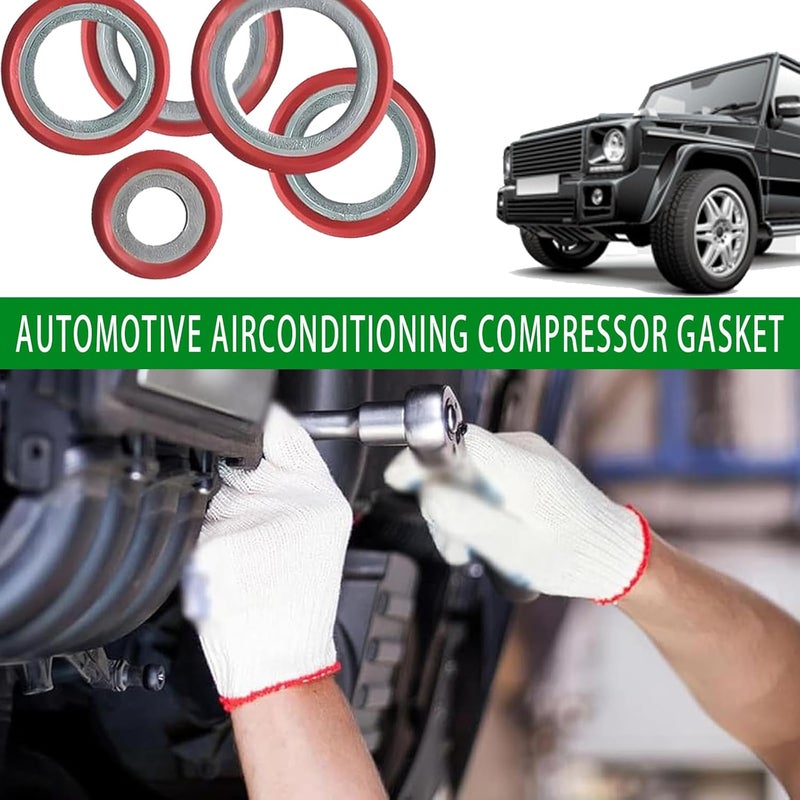 Arwrilt 30 PCS Car Air Conditioning Compressor Gasket kits, Bonded Seal Gasket, Air Conditioning Compressor Port Seal Washer, Universal A/C Gasket Assortment for Cars (Red) - Image 5